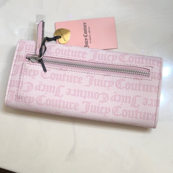 Juicy Couture Chiffon Pink Her Majesty Single Gusset Flap Clutch Wallet NWT - Picture 8 of 16